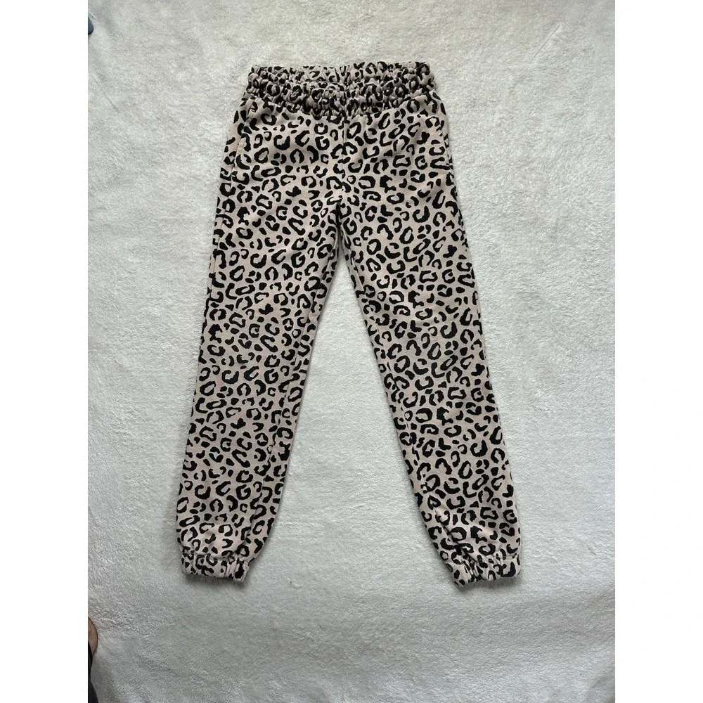 Old Navy Girls Leopard Print Joggers Beige Black Size L 10‑12